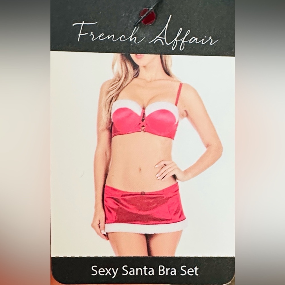 Elegant Red and White Women's Santa Bra Set